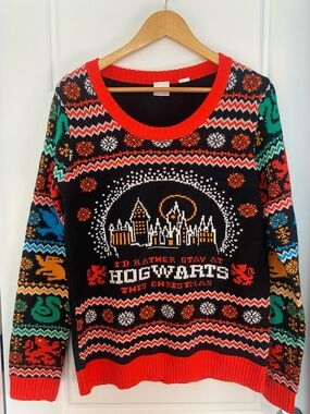 Festive Hogwarts Crewneck Ugly Christmas Sweater Harry Potter